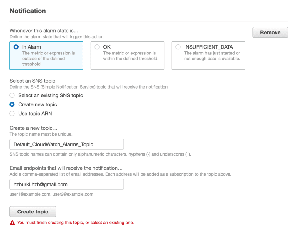 Creating SNS Topic - AWS Console